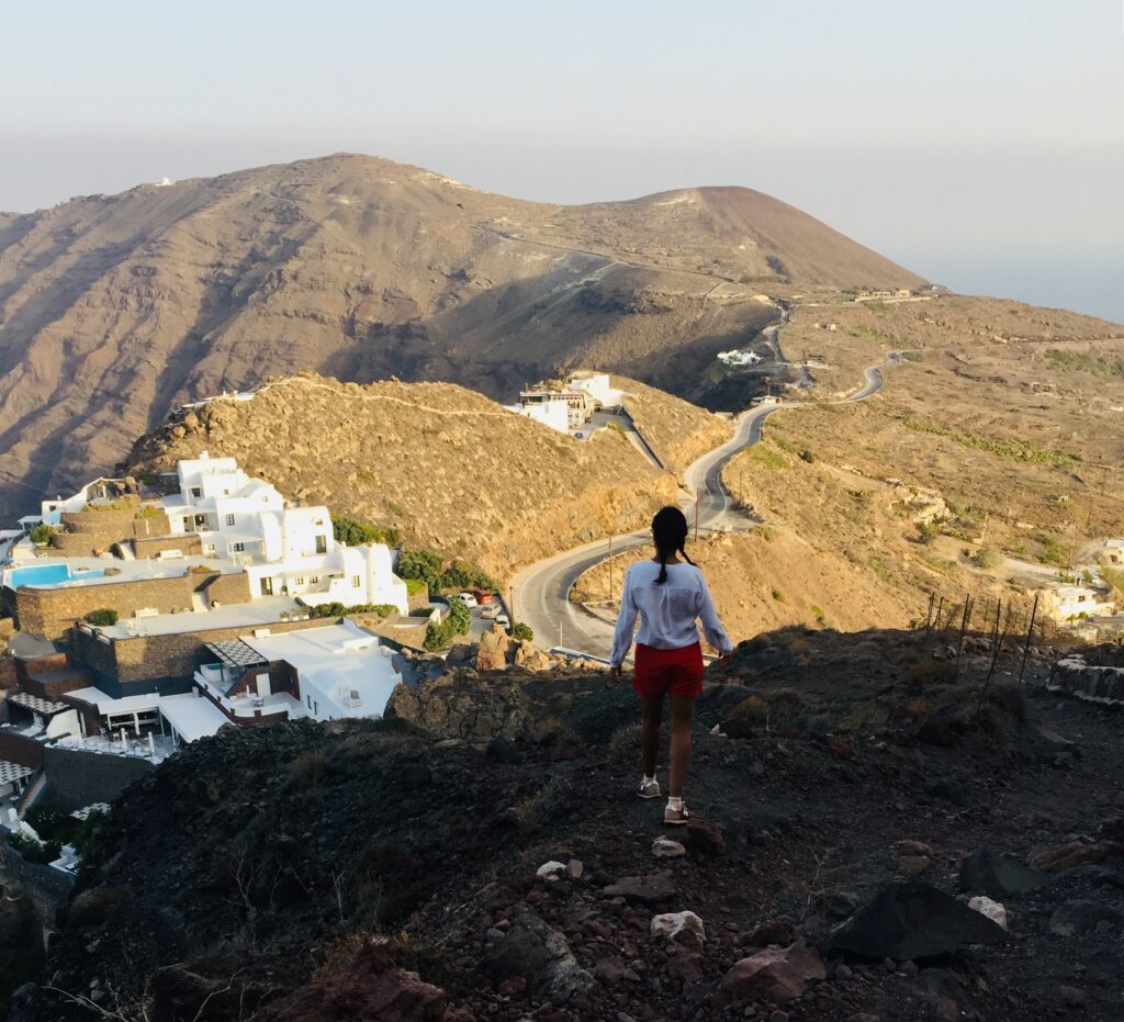 Hiking at 7am in Santorini, Greece (after 5am wake up, before the 9am paralysing 45C heat.